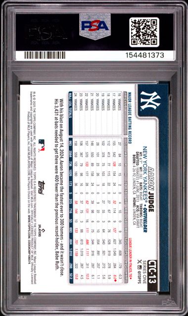 2025 Topps Flagship Collection Aaron Judge Companion #CTC13 PSA 9