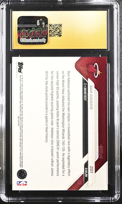 2025-26 Topps Now Bam Adebayo #201 CGC Pristine 10 Miami Heat
