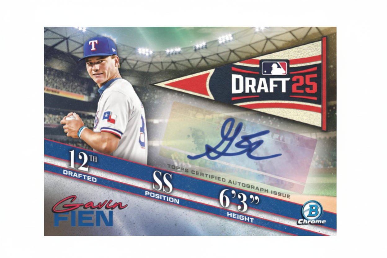 Baseball draft card of Gavin Fien with autograph
