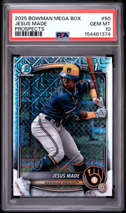 Baseball trading card featuring Jesus Made with a PSA grading label on top