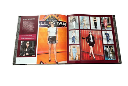 Open Caitlin Clark Panini Chronicled book with photo images and text