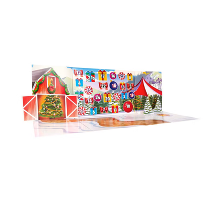 Christmas advent calendar with colorful design on a white background