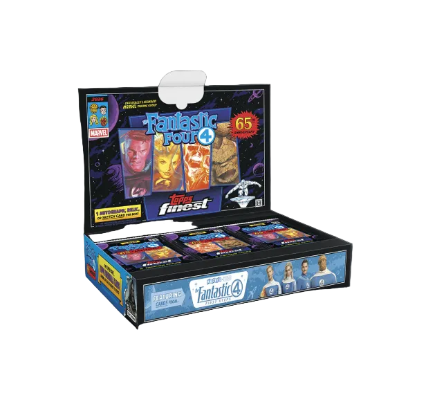 Topps Marvel Fantastic Four trading card pack on a black background