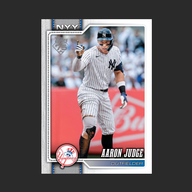 Baseball card of New York Yankee Aaron Judge front