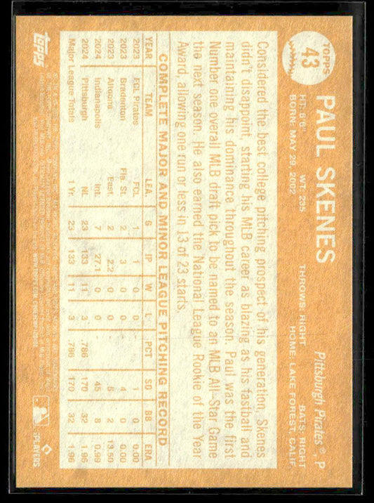 2025 Topps Archives #43 Paul Skenes