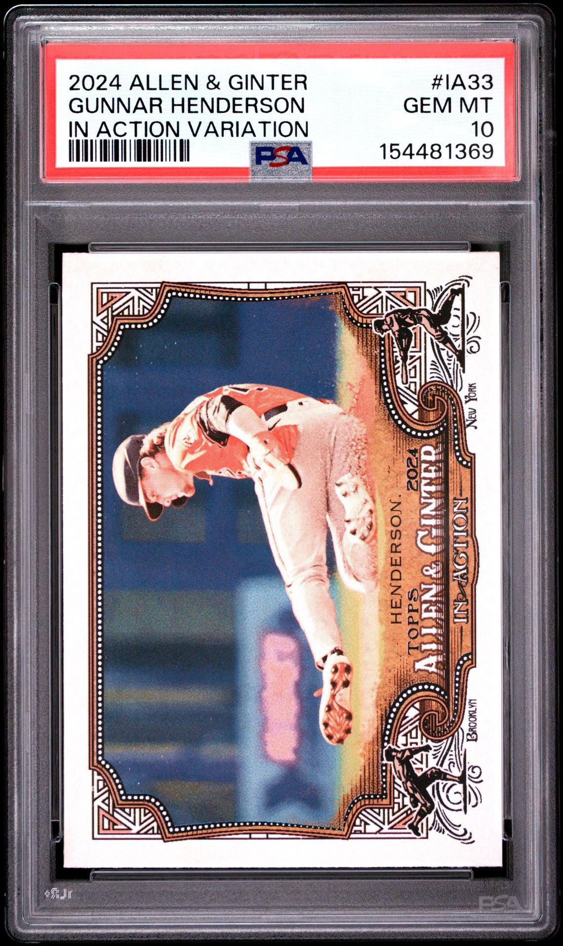 2024 Topps Allen & Ginter Gunnar Henderson In Action Variation #IA33 PSA 10