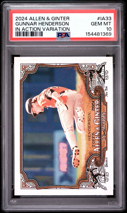 2024 Topps Allen & Ginter Gunnar Henderson In Action Variation #IA33 PSA 10