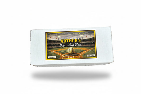 Box of Arthur's Roundup, a curated monthly box of baseball cards 