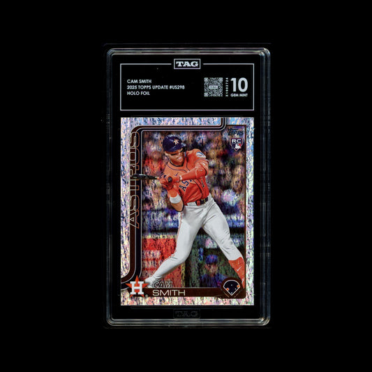 2025 Topps Update Cam Smith Holo Foil Rookie #US298 TAG 10 graded card
