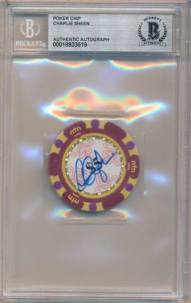 Charlie Sheen Signed Poker Chip – Beckett Authenticated Autograph