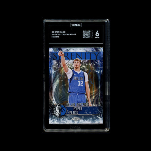 2025 Topps Chrome Cooper Flagg Serenity Rookie #SY-11 TAG 6 graded card
