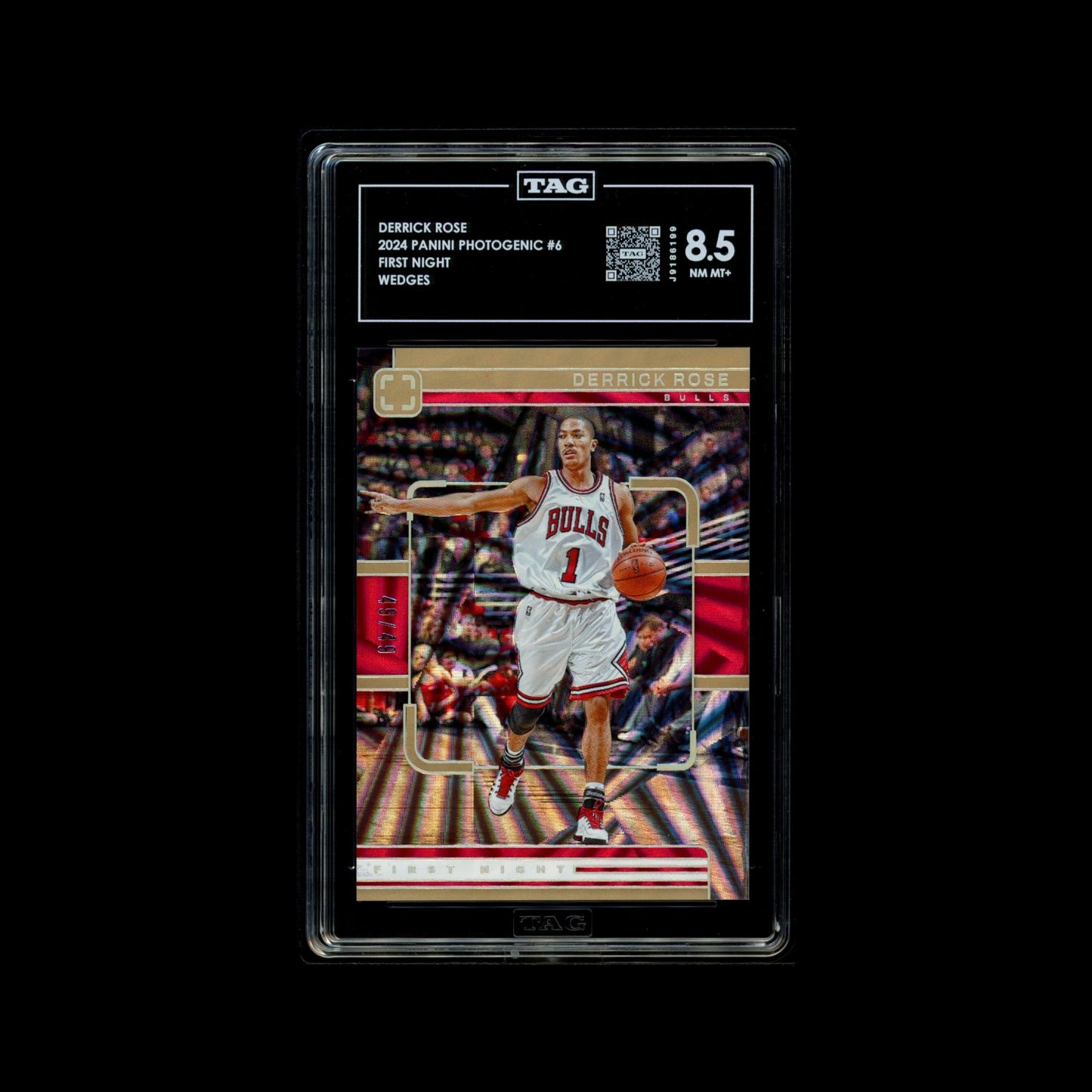 2024 Panini Photogenic Derrick Rose First Night Wedges #6 numbered 59/99 TAG 8.5 graded card
