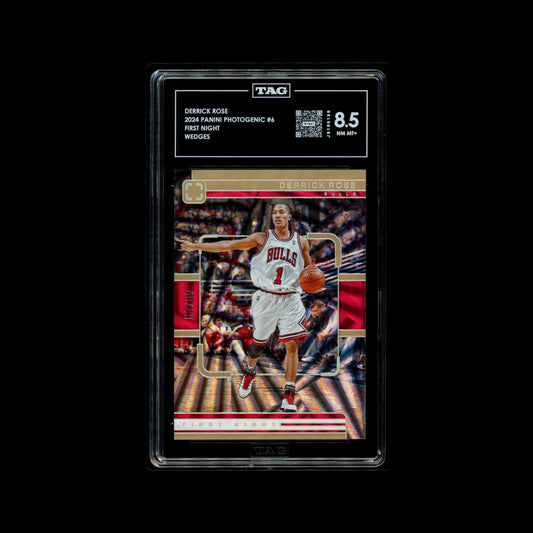 2024 Panini Photogenic Derrick Rose First Night Wedges #6 numbered 59/99 TAG 8.5 graded card
