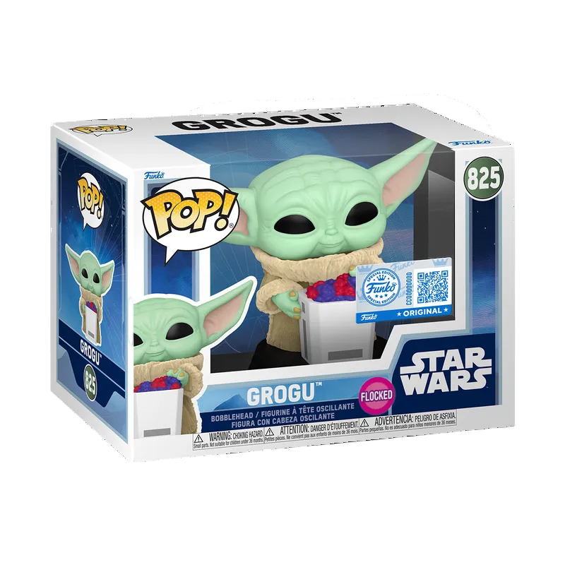 Funko Pop! Star Wars Grogu #825 Special Edition Flocked figure in original window box
