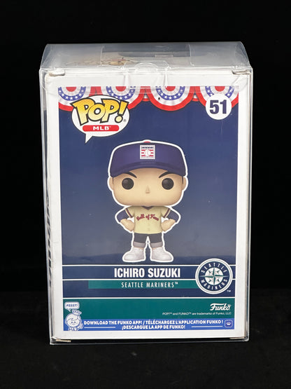 Funko Pop! Marvel Ichiro Suzuki Seattle Mariners vinyl figure in its original packaging, featuring a blue and white box with the character illustration and number 51.