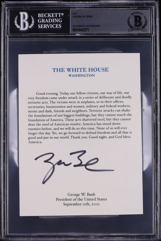 George W. Bush Signed White House September 11 Statement – Beckett Authenticated