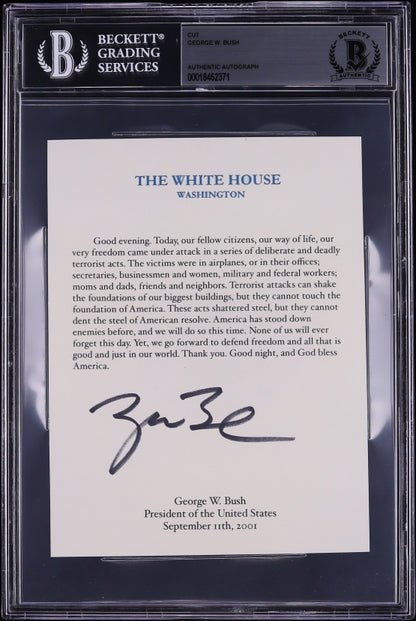 George W. Bush Signed White House September 11 Statement – Beckett Authenticated
