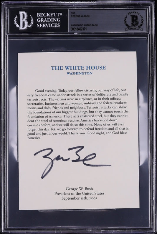 George W. Bush Signed White House September 11 Statement – Beckett Authenticated