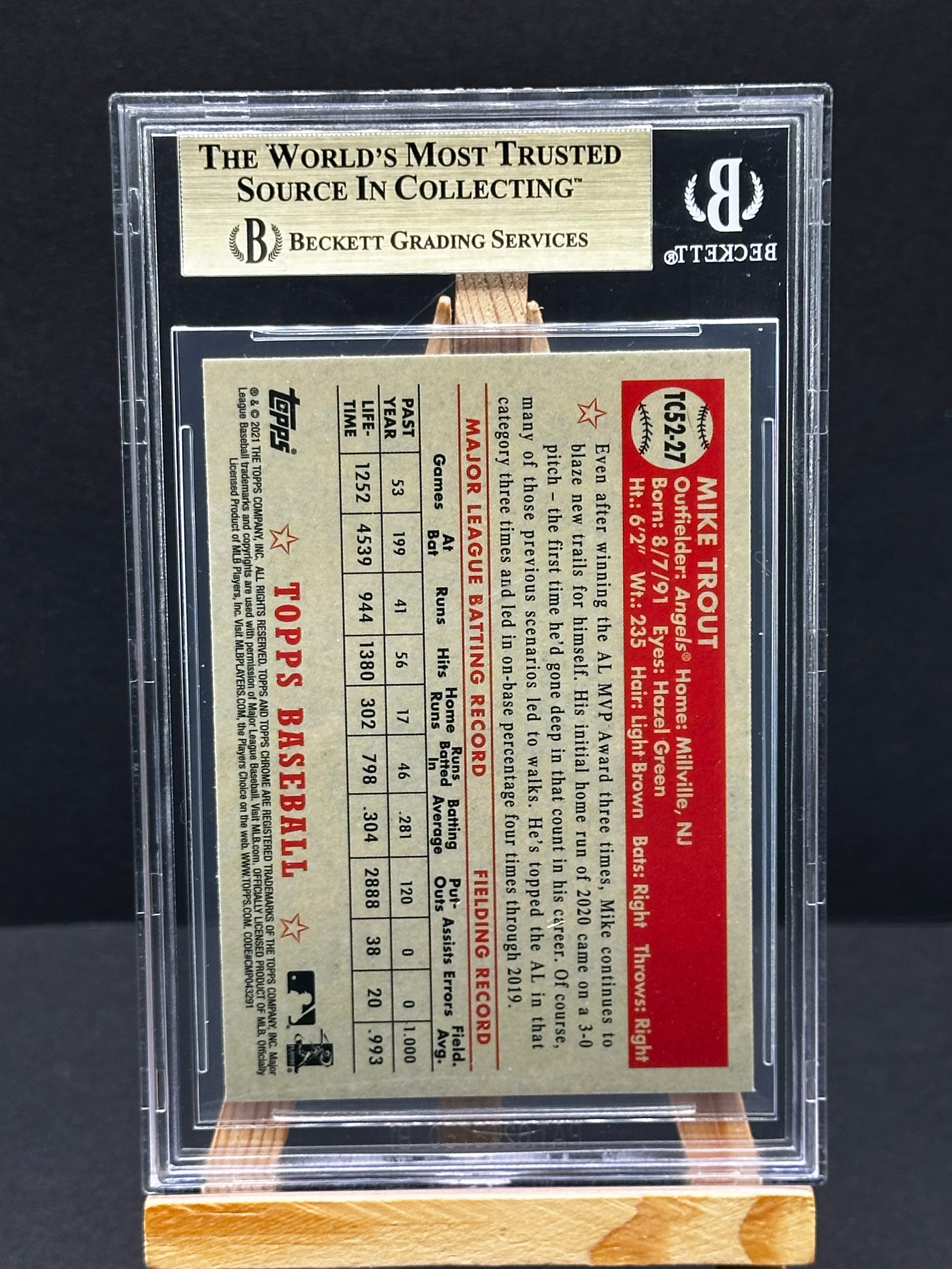 2021 Topps Chrome Platinum #TC52-27 Mike Trout 1952 Chrome Redux Beckett 10 Pristine
