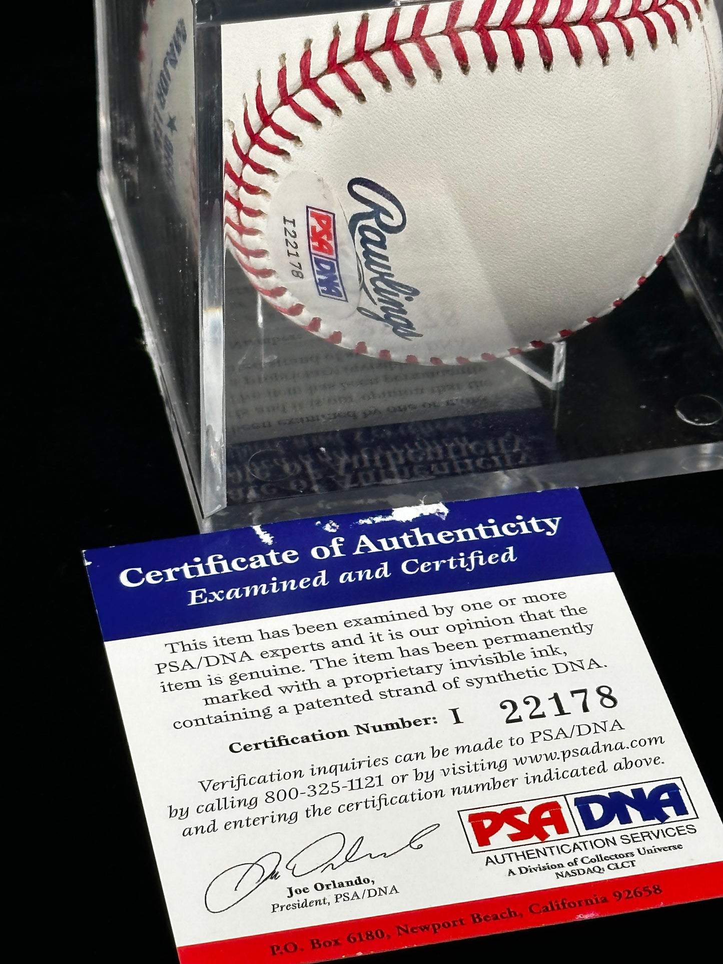 PSA DNA Certificate of Authenticity I22178 for Ichiro Suzuki signed baseball