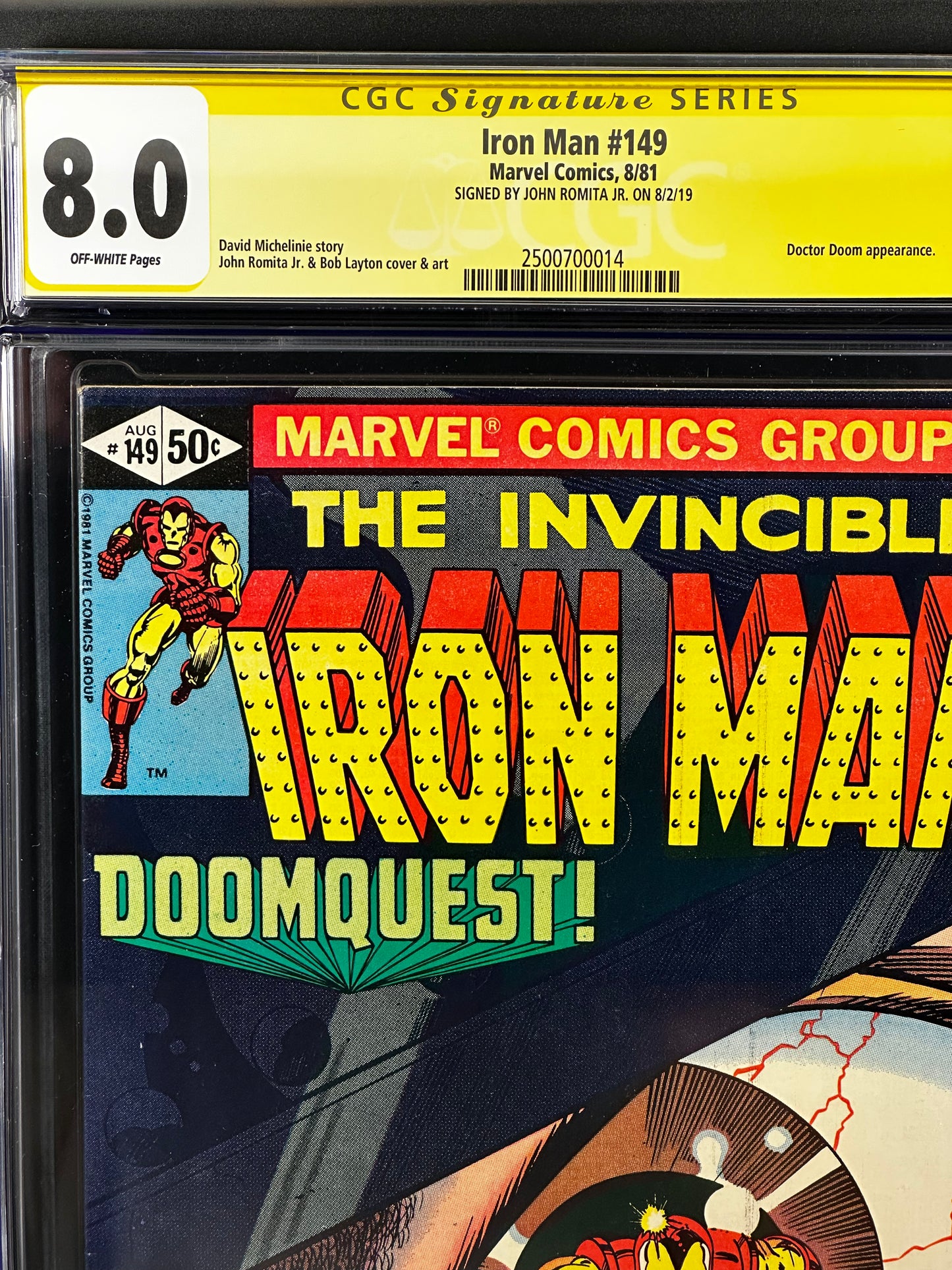 Iron Man #149 CGC 8.0 Signature Series John Romita Jr. Signed Doctor Doom