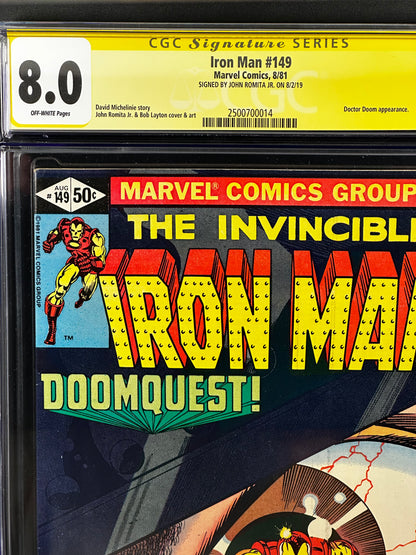 Iron Man #149 CGC 8.0 Signature Series John Romita Jr. Signed Doctor Doom