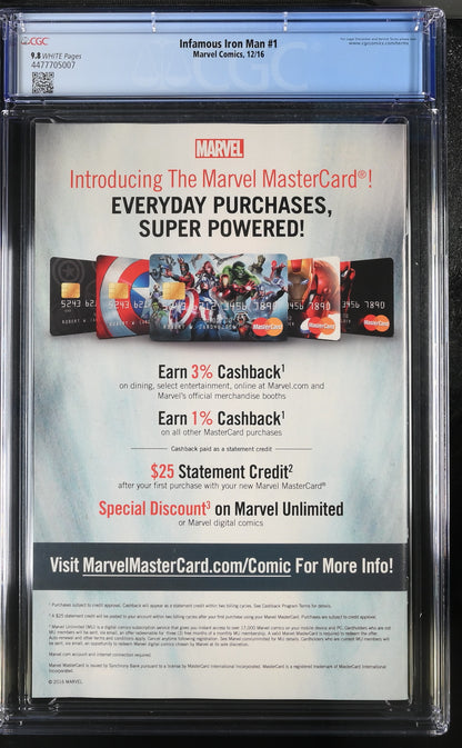 Infamous Iron Man #1 CGC 9.8 White Pages – Doctor Doom Becomes Iron Man – Marvel 2016