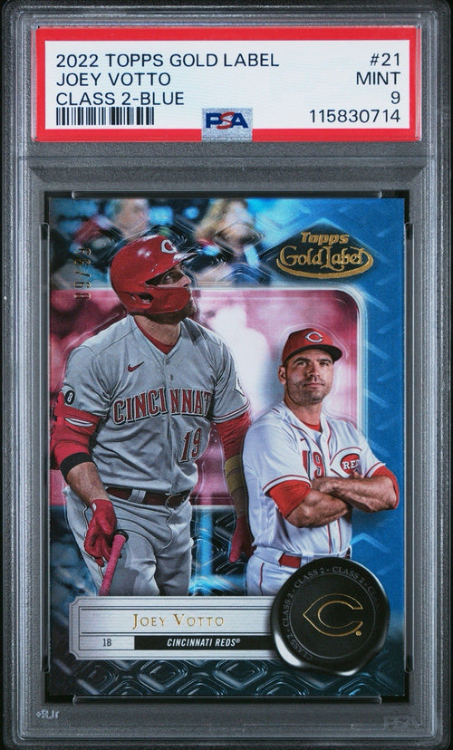 2022 Topps Gold Label Class 2 Blue #21 Joey Votto /99 PSA Mint 9