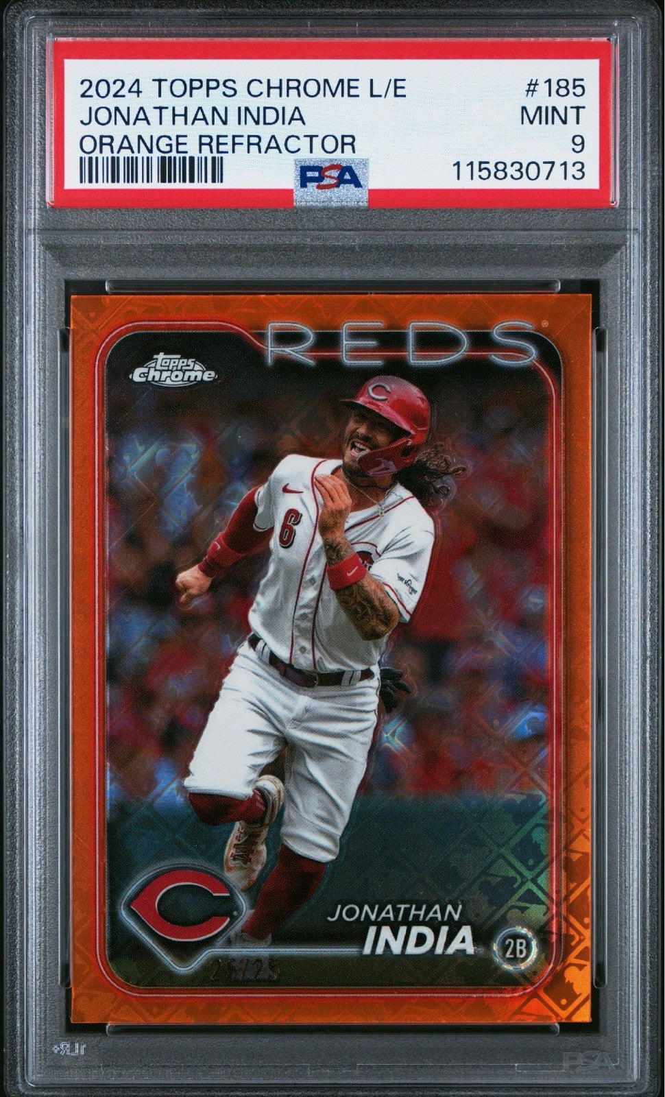 Jonathan India 2024 Topps Chrome Logofractor Orange Refractor 25/25  #185 PSA 9