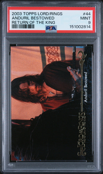 2003 Topps Lord of the Rings Return of the King Anduril Bestowed #44 PSA 9 graded card

