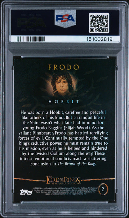 2003 Topps Lord of the Rings Return of the King Frodo #2 PSA 9 graded card back
