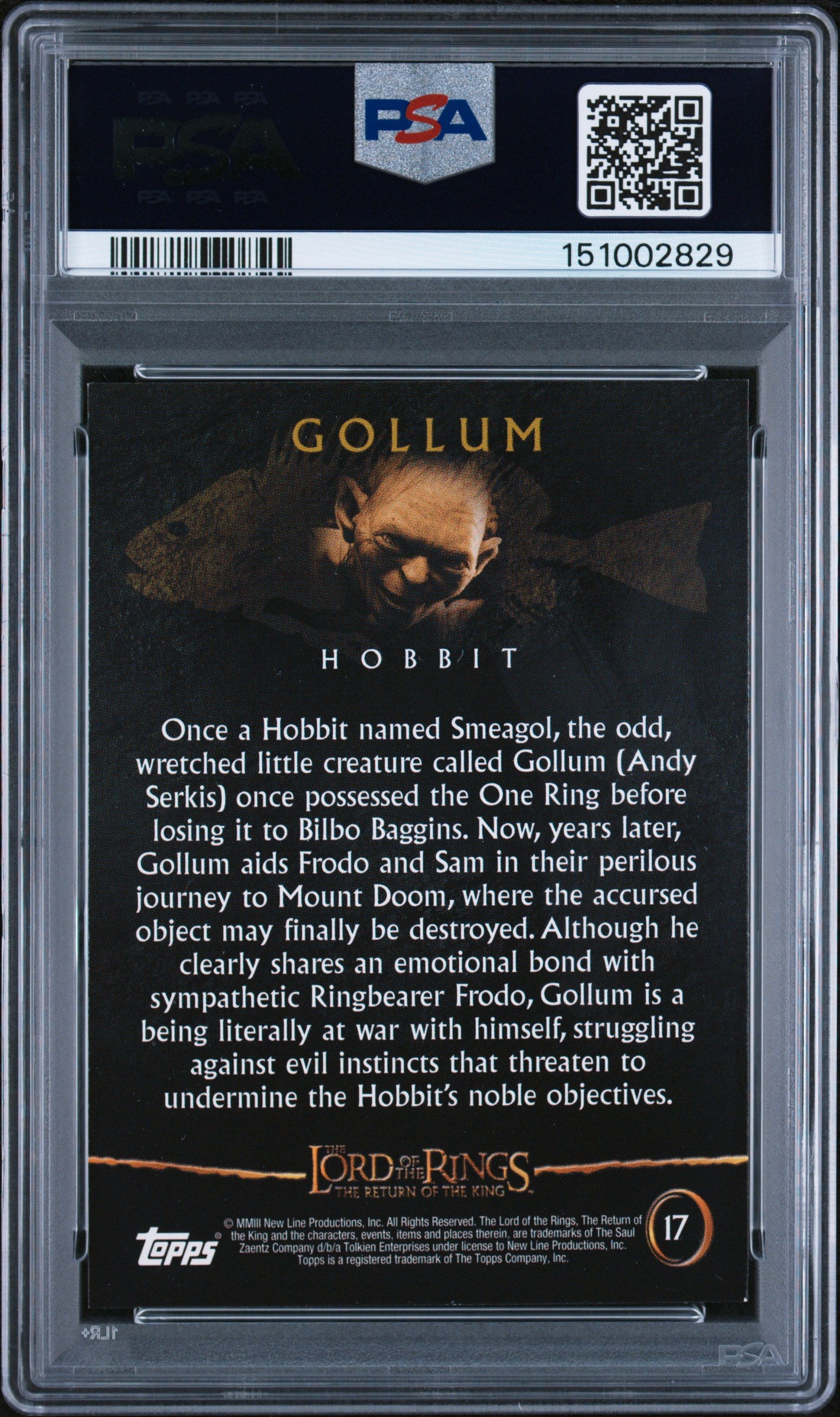 2003 Topps Lord of the Rings Return of the King Gollum #17 PSA 8