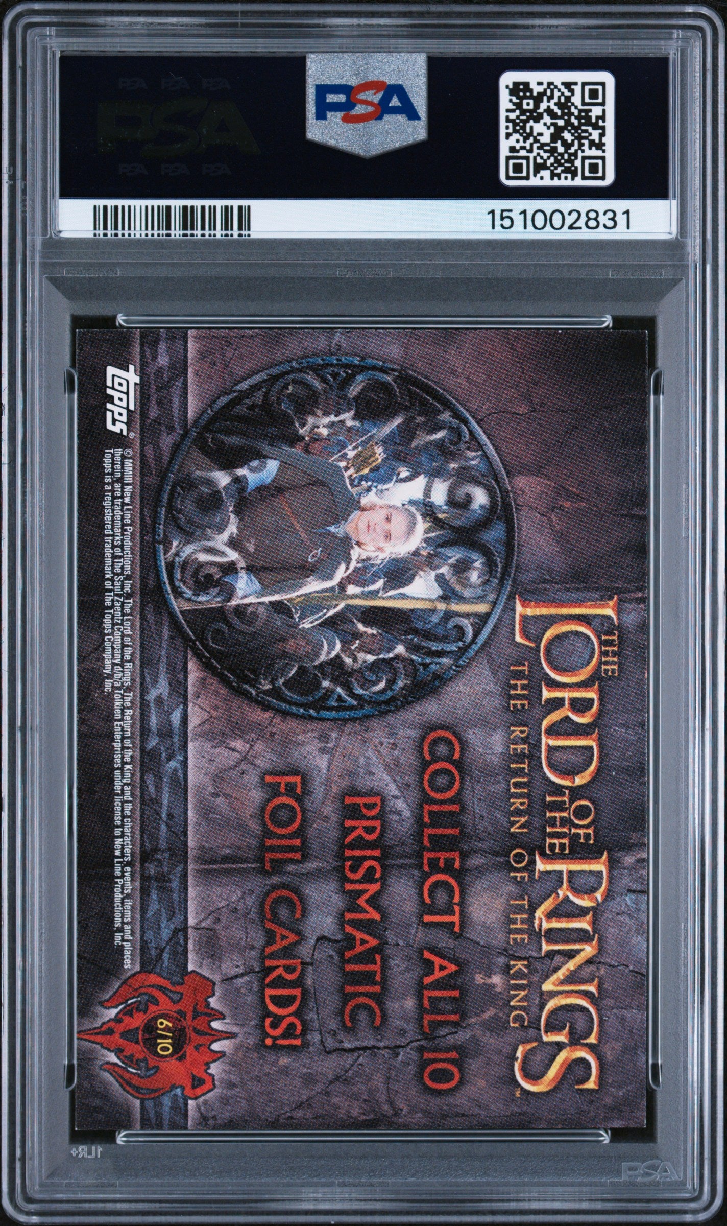 Foil card from 'The Lord of the Rings' series with Prismatic effect, encased in a protective holder.