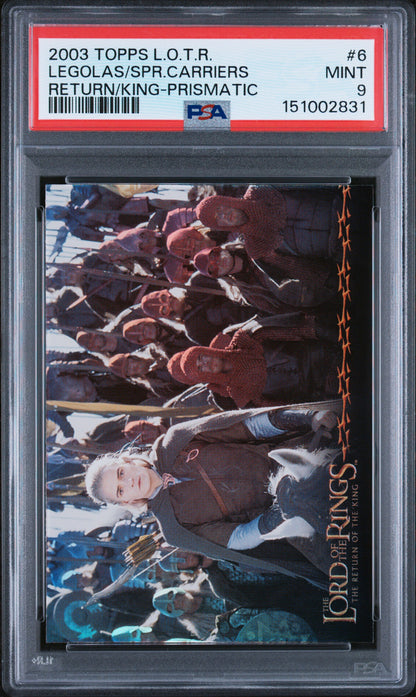 2003 Topps Lord of the Rings Return of the King Prismatic Legolas #6 PSA 9 graded card
