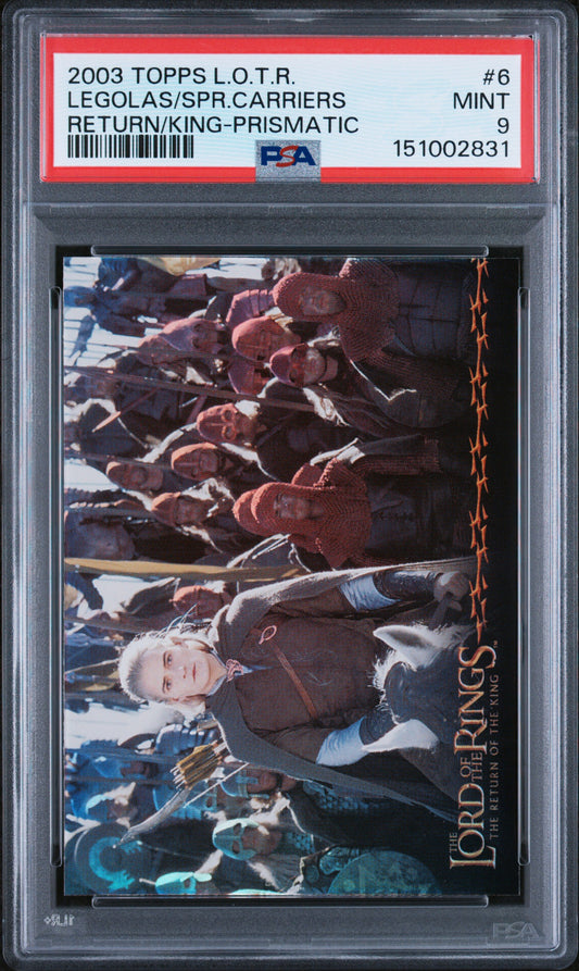 2003 Topps Lord of the Rings Return of the King Prismatic Legolas #6 PSA 9 graded card
