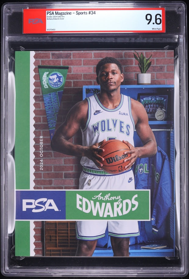 2024 PSA Magazine Sports 34 Anthony Edwards Minnesota Timberwolves cover PSA 9.6 White Pages front