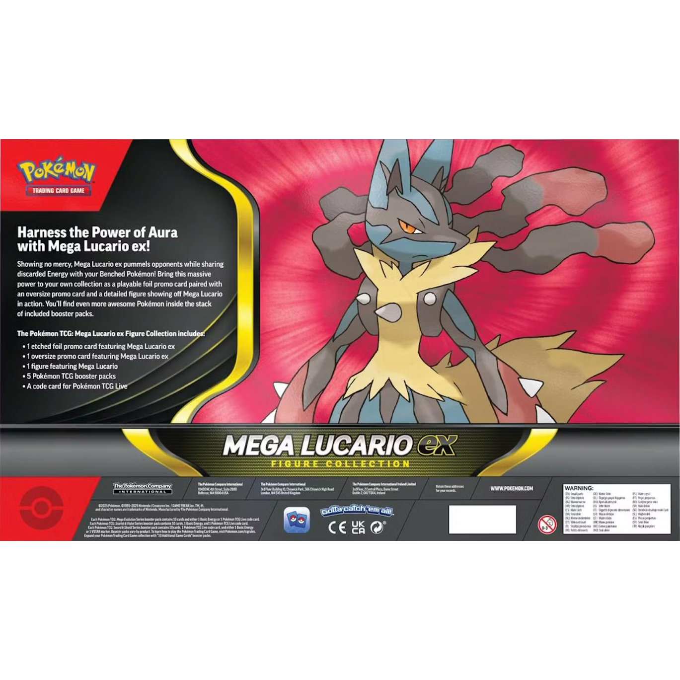 Mega Lucario ex figure collection packaging with Pokémon logo