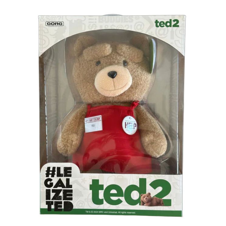 Plush teddy bear in a 'ted2' package with '#LegalizeTed' text.