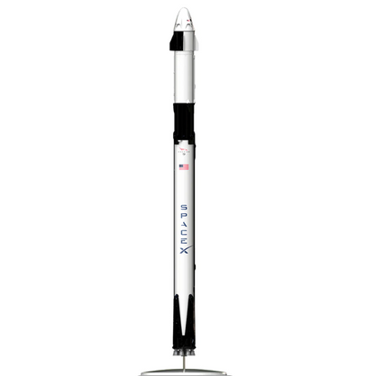Model of a SpaceX rocket on a white background