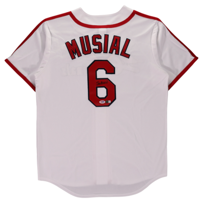 Stan Musial autographed St. Louis Cardinals Majestic number 6 jersey back