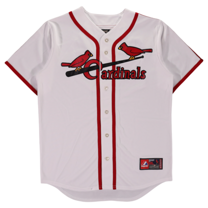 Stan Musial signed St. Louis Cardinals white Majestic jersey front