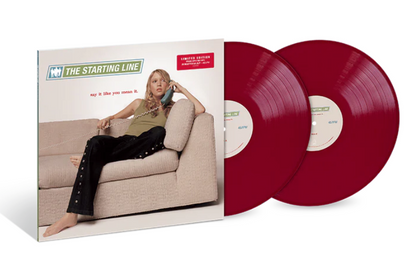 Red vinyl records with a packaging featuring a person on a couch, labeled 'The Starting Line'.