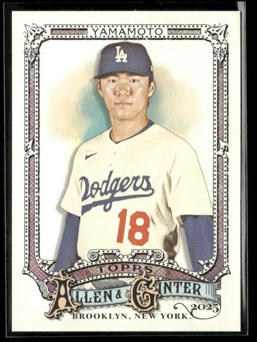 Baseball card of a player in a Dodgers uniform with decorative border and 'Topps Allen & Ginter' branding.