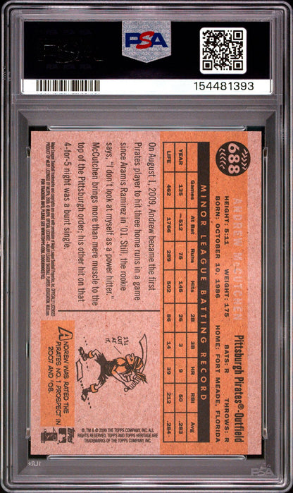 2009 Topps Heritage Andrew McCutchen Rookie Star #68 PSA 10
