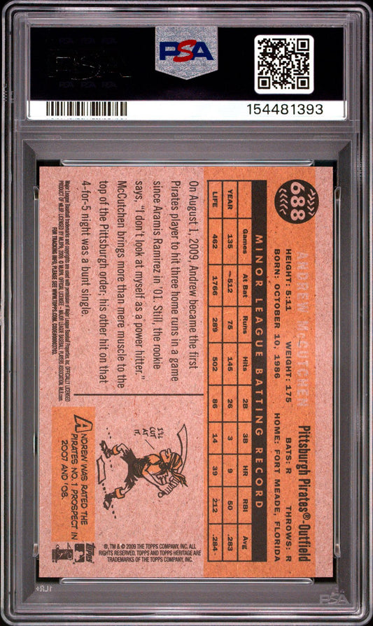 2009 Topps Heritage Andrew McCutchen Rookie Star #68 PSA 10