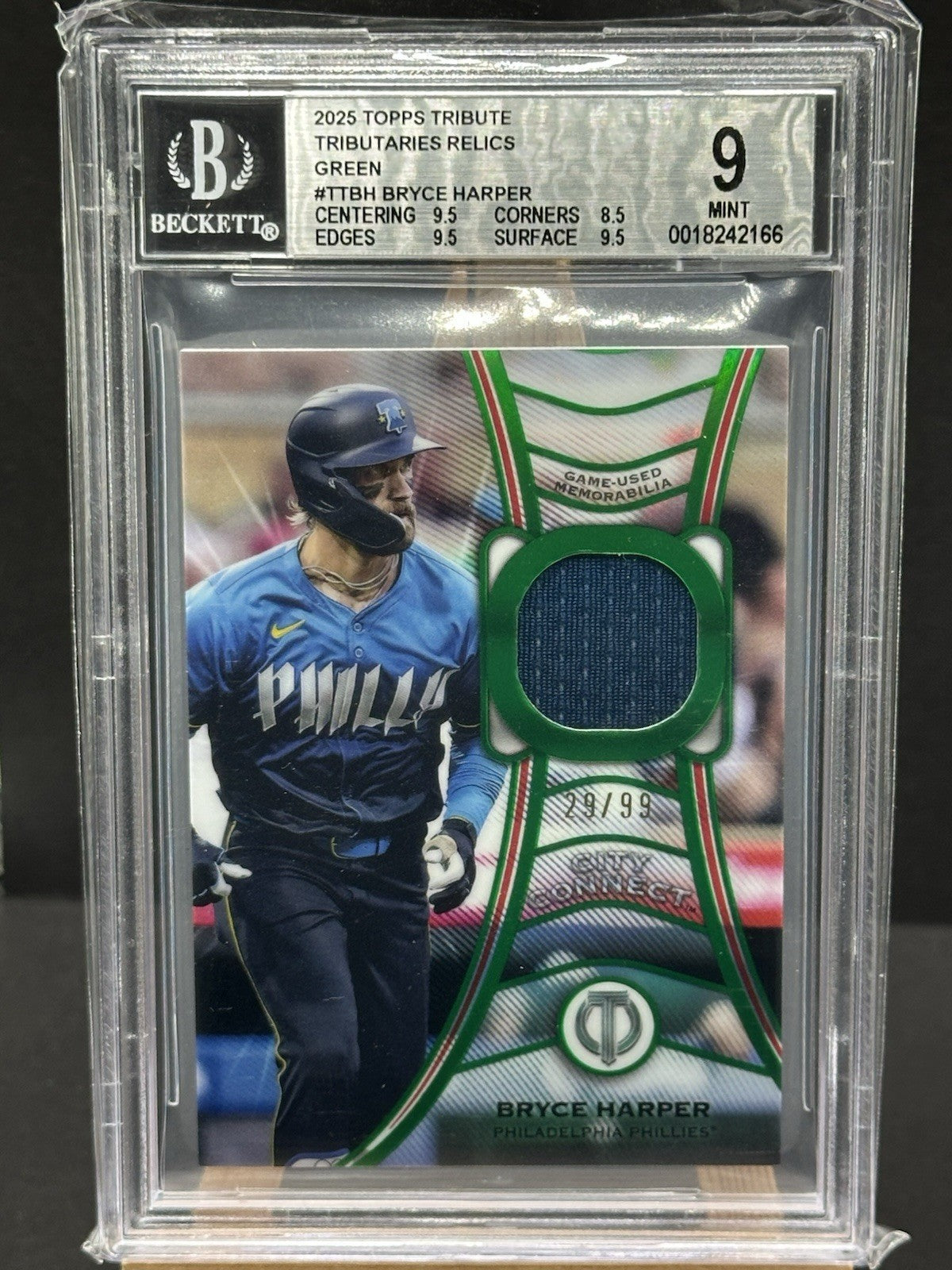 2025 Topps Tribute #TT-BH Bryce Harper City Connect Relic Green /99
