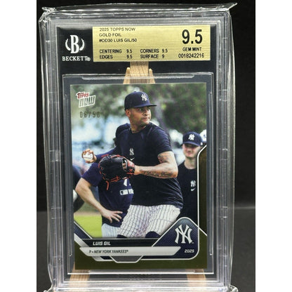 2025 Topps Now Luis Gil Opening Day Gold card #OD-30 numbered /50
