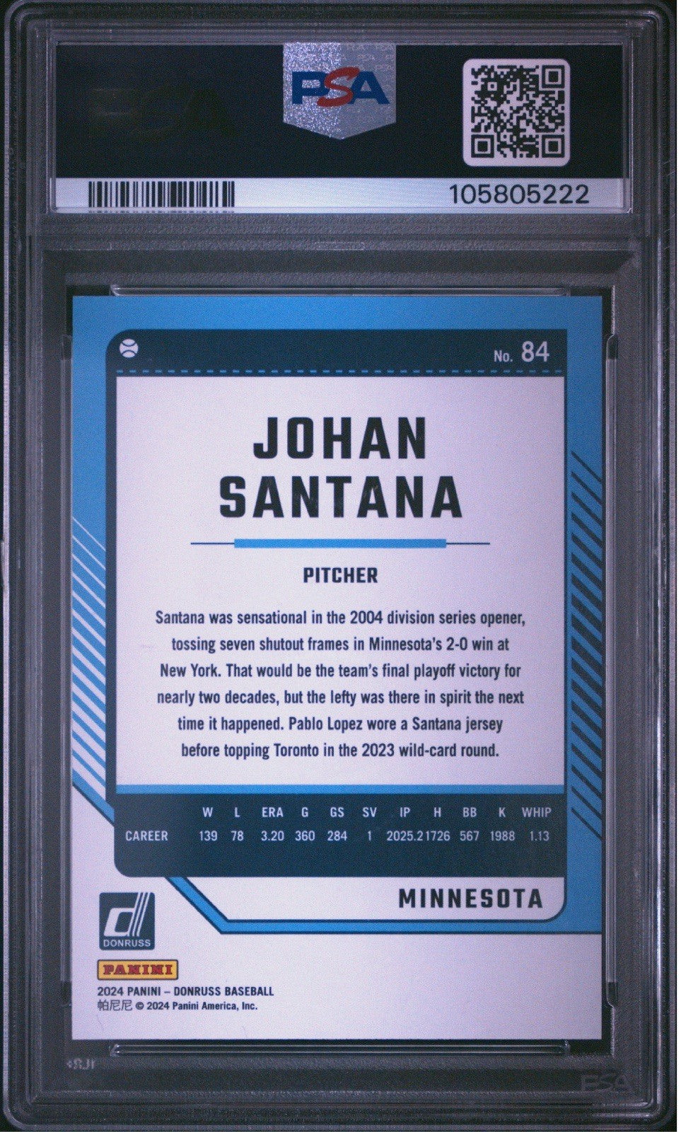 2024 Donruss Baseball #84 Johan Santana Artist Proof /25