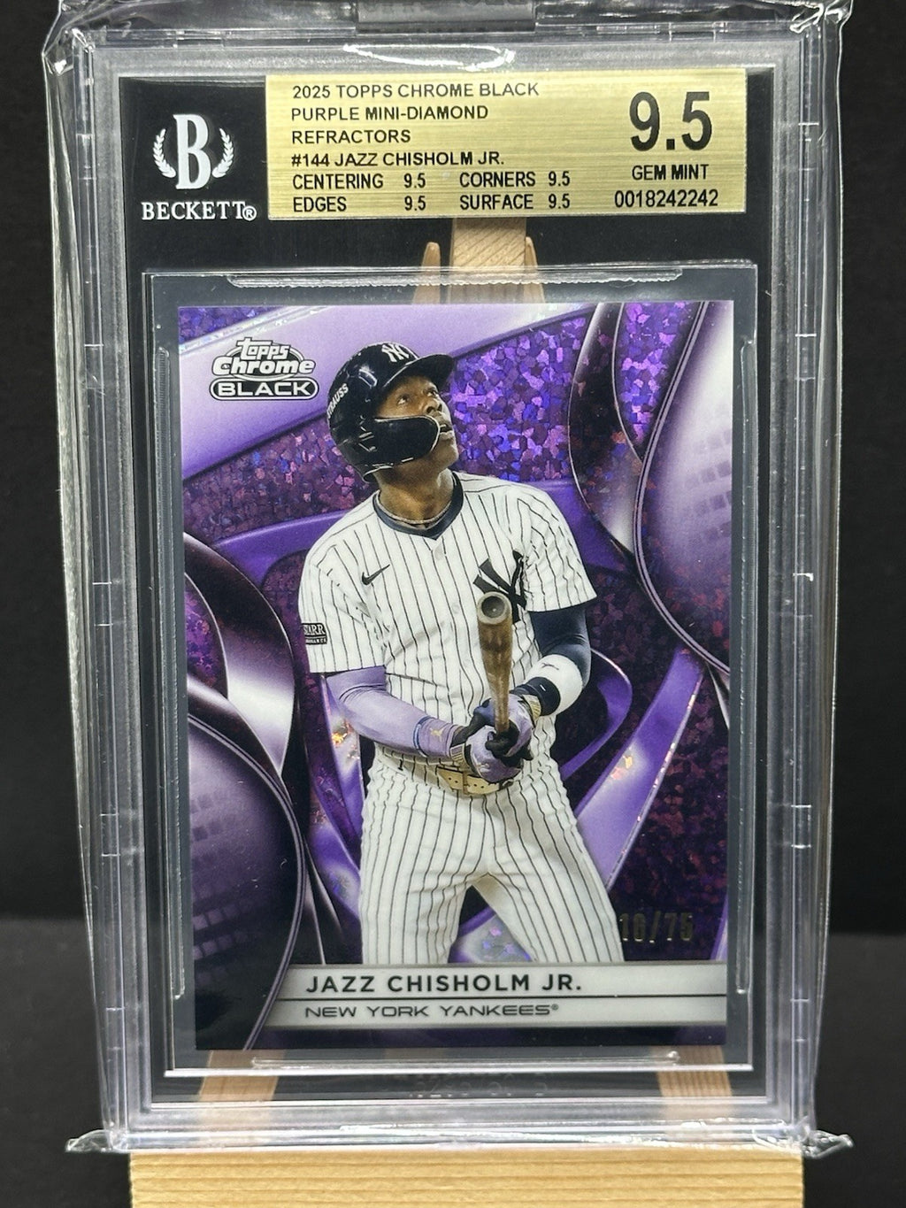 2025 Topps Chrome Black #144 Jazz Chisholm Jr. Purple Diamond /75
