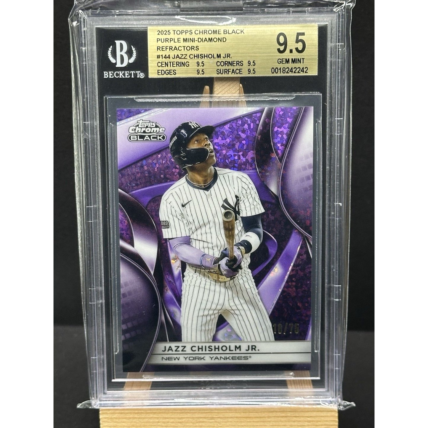 2025 Topps Chrome Black #144 Jazz Chisholm Jr. Purple Diamond /75